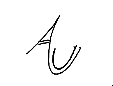 Hand-drawn first sketch of the AU monogram